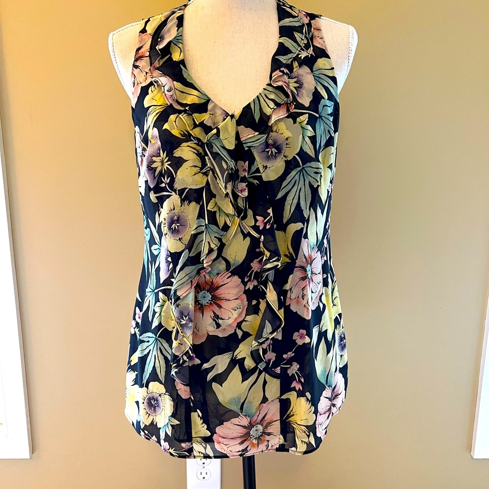 CAbi Osaka Nights Floral Ruffle Top